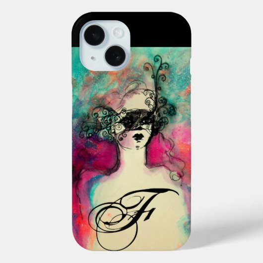 Coques Case-Mate iPhone CHARME MONOGRAM / Beauté mystérieuse avec masque (Verso)