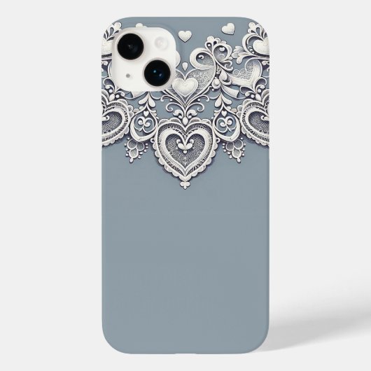 Coques Case-Mate iPhone Charme Romantique Cœurs en Dentelle Blanche Élégan (Verso)