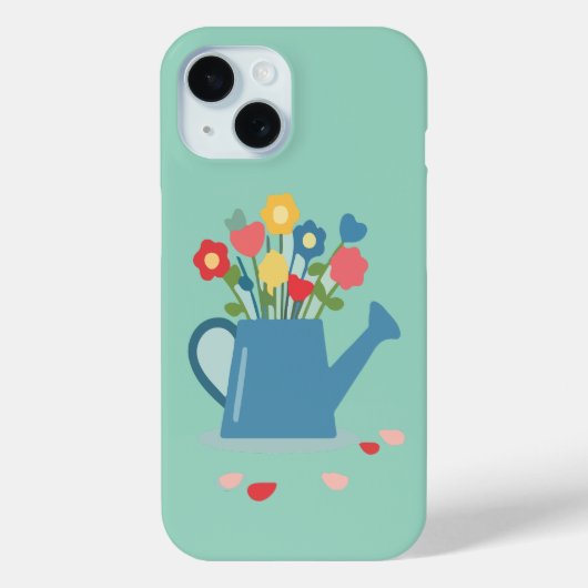 Coques Case-Mate iPhone Charming Watering Can with Bright Spring Flowers (Verso)