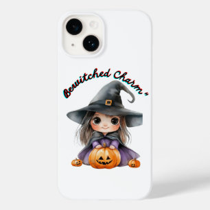 Coque Pour iPhone 14 Charming Witch Girl Halloween Décor avec Citrouill