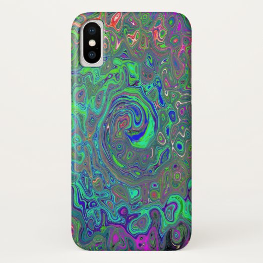 Coques Case-Mate iPhone Chartreuse et bleu rétro liquide tourbillonnant ps (Dos)