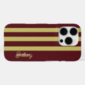 Coques Case-Mate iPhone Chartreuse Green and Burgundy Stripes Pattern  (Verso (horizontal))