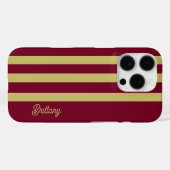 Coques Case-Mate iPhone Chartreuse Green and Burgundy Stripes Pattern  (Verso (horizontal))