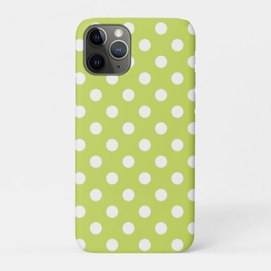 Coques Case-Mate iPhone Chartreuse vert citron et pois blancs (Dos)
