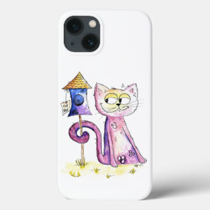 Case-Mate iPhone Case Chat à bascule blanc mignon avec Birdhouse