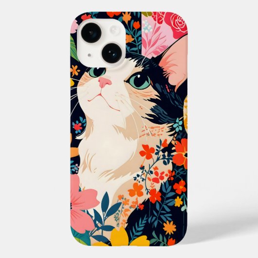 Coques Case-Mate iPhone Chat à écailles florales (Verso)