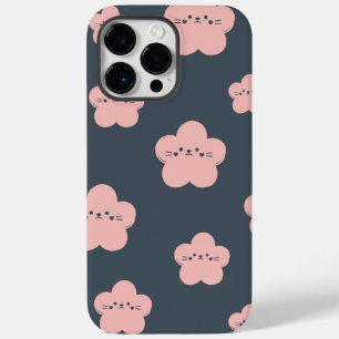 Coque Pour Pour iPhone 14 Pro Max Chat à fleurs rose Cute chat visage amoureux d