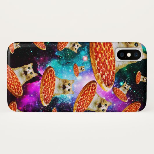 Coques Case-Mate iPhone Chat à pizza de l'espace amusant (Dos (Horizontal))