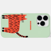 Coques Case-Mate iPhone Chat à rayures orange mignon personnalisé (Verso (horizontal))