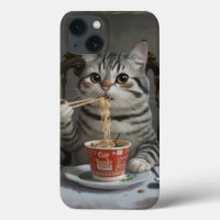 Chat À Rayures Profitant Des Nouilles De Coupe