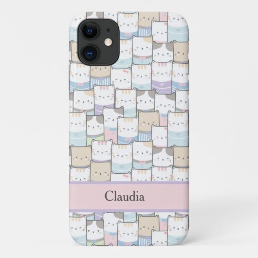 Coques Case-Mate iPhone Chat Abstrait Votre Nom Purple Pink mignonne (Dos)