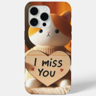 Coque iPhone 15 Pro Max Chat adorable peluche avec message de coeur