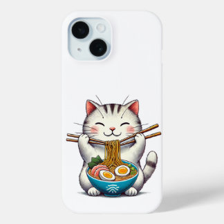 Coque Pour iPhone 15 Chat amoureux Ramen
