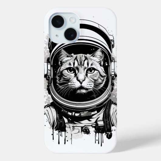 Coques Case-Mate iPhone Chat astronaute noir et blanc (Verso)