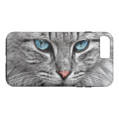 Coques Case-Mate iPhone Chat aux yeux bleus Nez rose et fourrure gris (Dos (Horizontal))