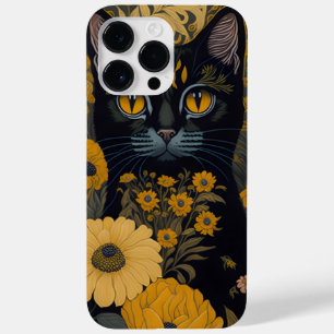 Coque Pour Pour iPhone 14 Pro Max Chat avec de grands yeux devant les fleurs