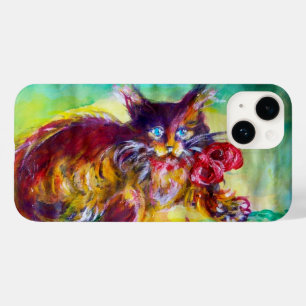 COQUES POUR iPhone CHAT AVEC RIBBON ROUGE ET SOUFFRES