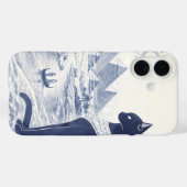 Coques Case-Mate iPhone Chat Bastet égyptien antique et Pyramides Bleu (Verso (horizontal))