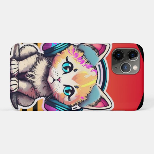 Coques Case-Mate iPhone Chat bébé mignon avec casque (Dos (Horizontal))