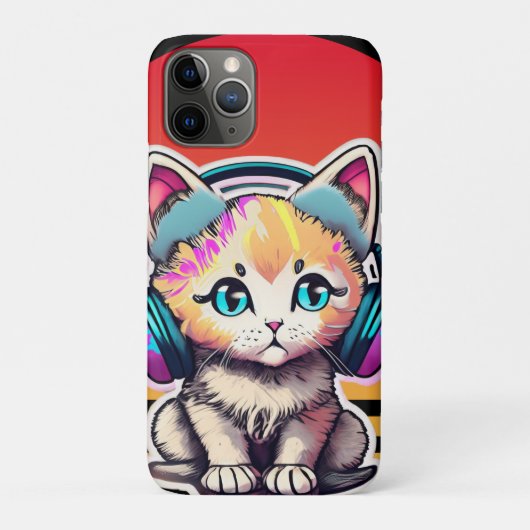 Coques Case-Mate iPhone Chat bébé mignon avec casque (Dos)