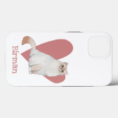 Coques Case-Mate iPhone Chat Birman Aquarelle Kitty Coeur rose (Verso (horizontal))