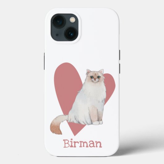 Coques Case-Mate iPhone Chat Birman Aquarelle Kitty Coeur rose (Verso)