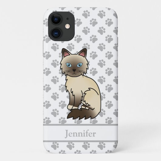 Coques Case-Mate iPhone Chat Birman / Ragdoll pointe chocolat & nom (Dos)