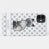Coques Case-Mate iPhone Chat Birman / Ragdoll Tabby au point bleu & Nom (Dos (Horizontal))