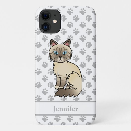 Coques Case-Mate iPhone Chat Birman tabby au point chocolat & nom (Dos)