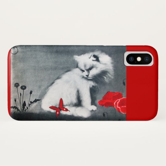 COQUES Case-Mate iPhone CHAT BLANC AVEC BOUTEILLE ROUGE (Dos (Horizontal))