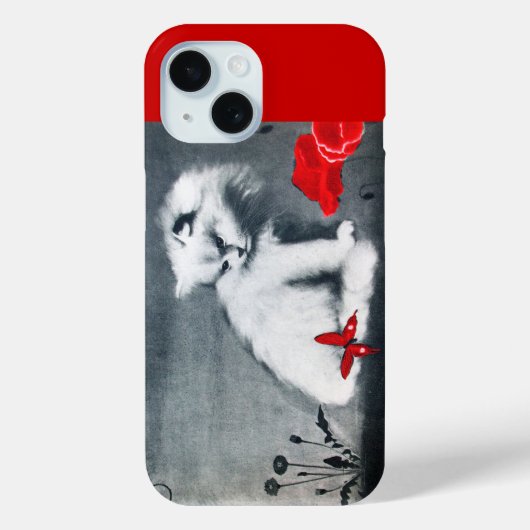 COQUES Case-Mate iPhone CHAT BLANC AVEC BOUTEILLE ROUGE (Verso)