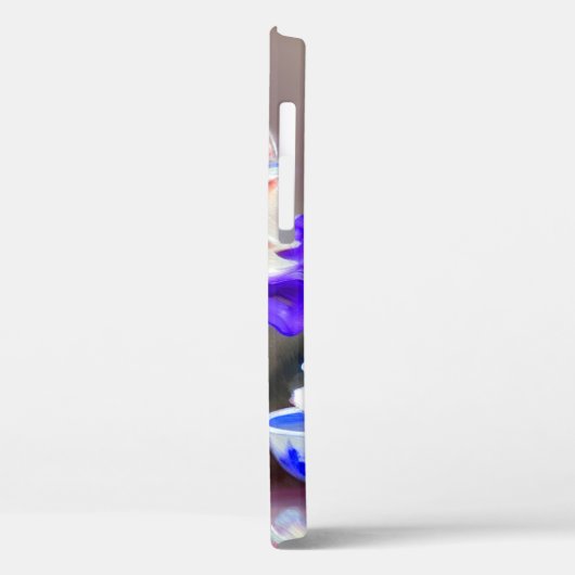 Coques Case-Mate iPhone Chat blanc avec collier de fleurs violettes (Verso / Gauche)