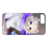 Coques Case-Mate iPhone Chat blanc avec collier de fleurs violettes (Dos (Horizontal))