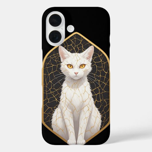Coques Case-Mate iPhone Chat Blanc Avec Motif Kintsugi 🐾 (Verso)