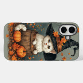 Coques Case-Mate iPhone Chat blanc d'Halloween (Verso (horizontal))