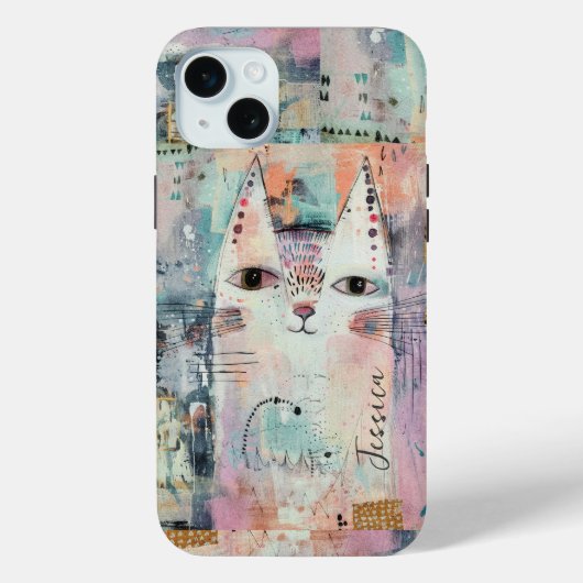 Coques Case-Mate iPhone Chat blanc mignon personnalisé (Verso)