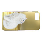 Coques Case-Mate iPhone Chat blanc perse sur satin or (Dos (Horizontal))