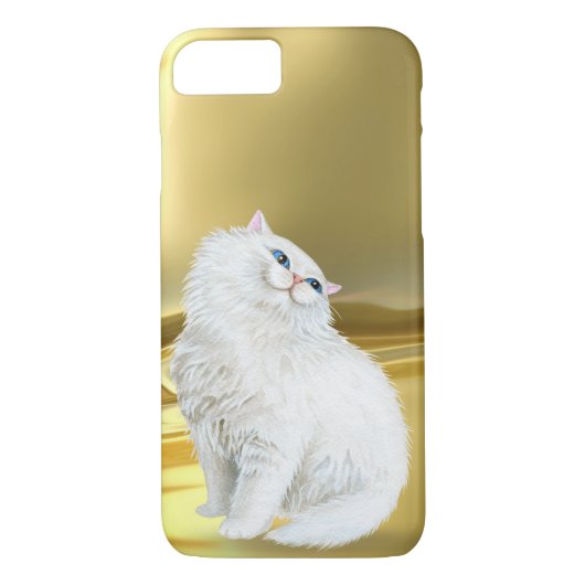 Coques Case-Mate iPhone Chat blanc perse sur satin or (Dos)