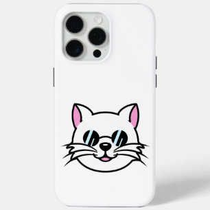 Coque iPhone 15 Pro Max Chat blanc portant des lunettes noires / lunettes