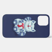 Coques Case-Mate iPhone Chat Bleu Avec Coeur Cute Souriant Kitty (Verso (horizontal))