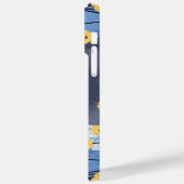 Coques Case-Mate iPhone Chat Bleu Russe Fleurs Jaunes (Verso / Gauche)
