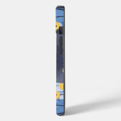 Coques Case-Mate iPhone Chat Bleu Russe Fleurs Jaunes (Verso / Gauche)