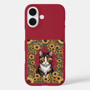Coques iPhone 16 Chat calicot du Maryland et fleurs de Susan aux ye