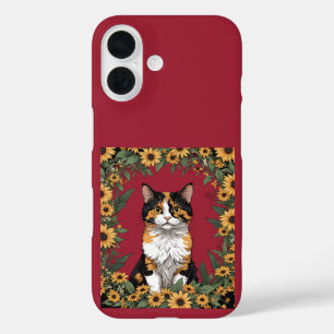Coques iPhone 16 Chat calicot du Maryland et fleurs de Susan aux ye