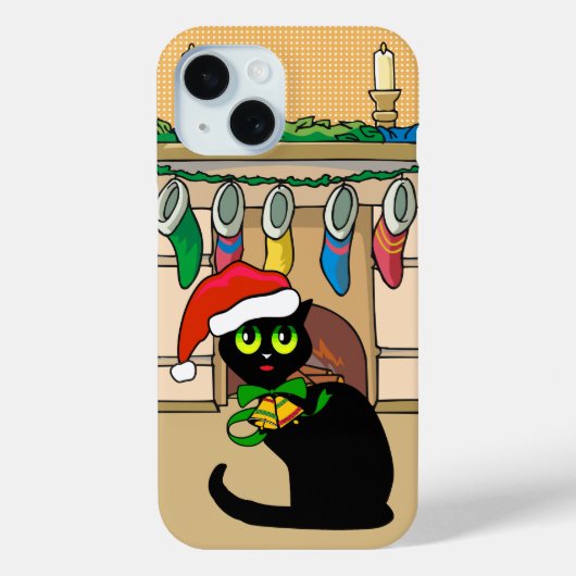 Coques Case-Mate iPhone Chat caricature de Noël (Verso)