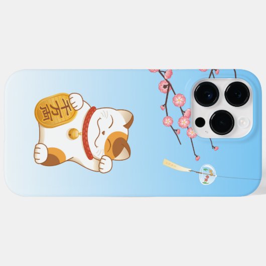 Coques Case-Mate iPhone Chat chanceux japonais, Calico Maneki Neko (Verso (horizontal))