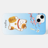 Coques Case-Mate iPhone Chat chanceux japonais, Calico Maneki Neko (Verso (horizontal))