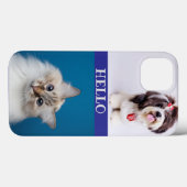 Coques Case-Mate iPhone Chat & Chien moderne violet chic monogrammé Retour (Verso (horizontal))