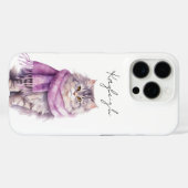Coques Case-Mate iPhone Chat Cosy Écharpe violette hiver (Verso (horizontal))