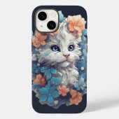 Coques Case-Mate iPhone Chat Cute Blanc Floral Kitty (Verso)